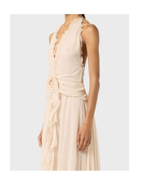 Blumarine White V-Neck Open-Back Dress