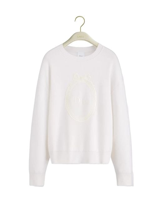 Dior White Médaillon Embroidered Sweater