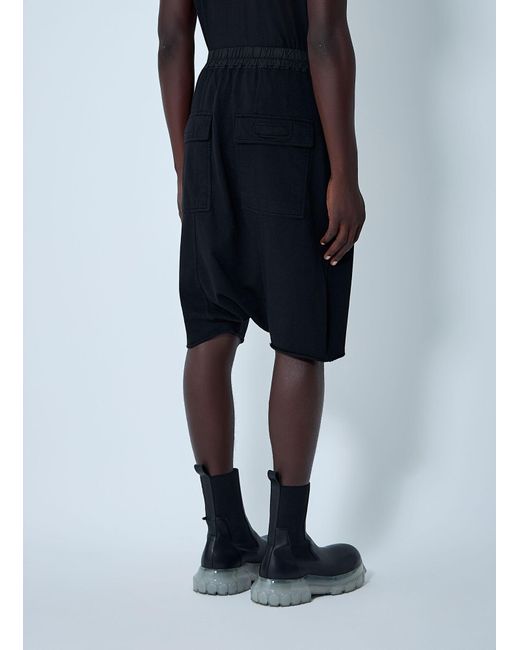 Rick Owens Black Drawstring Knee-Length Shorts for men