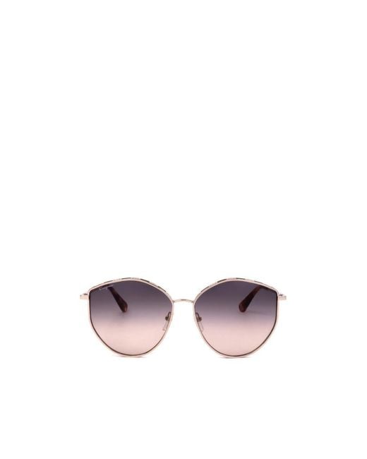 Ferragamo Pink Ferragamo Eyewear Oval Frame Sunglasses