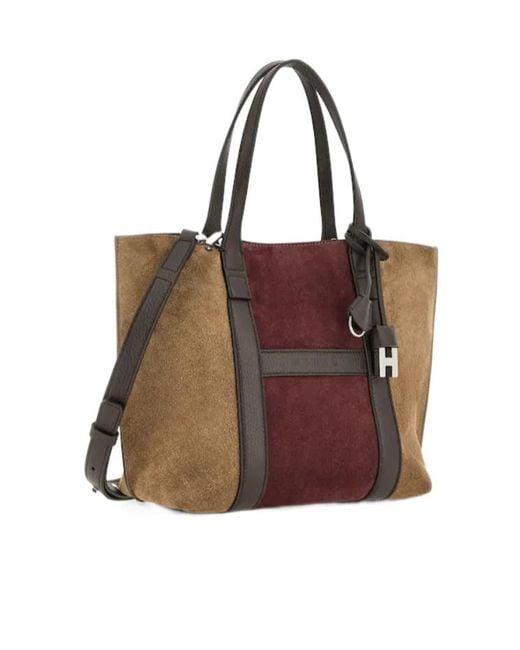 Hogan Brown Script Shopping Bag Small
