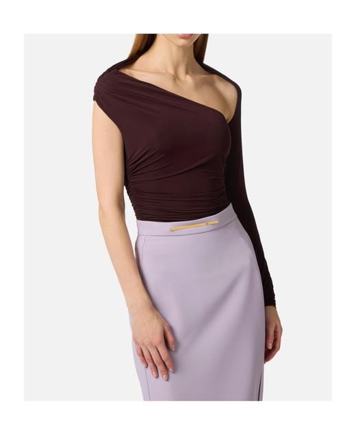 Elisabetta Franchi Purple Asymmetrical Neckline Top