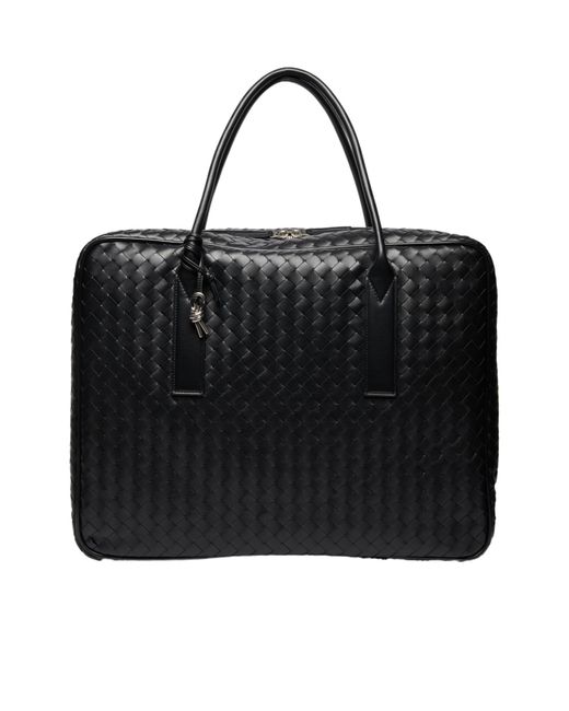 Bottega Veneta Black Getaway Logo Briefcase for men