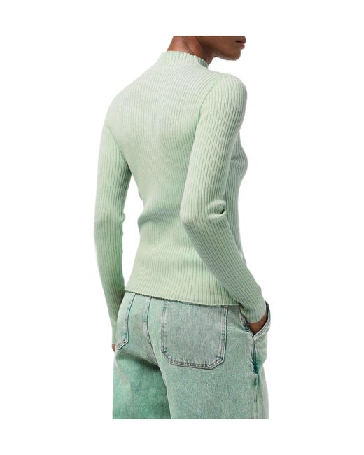 Boss Green Mock-Neck Ribbed Knit Top