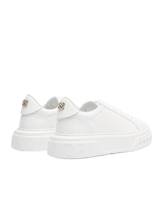 Casadei White Off Road Leather Sneakers