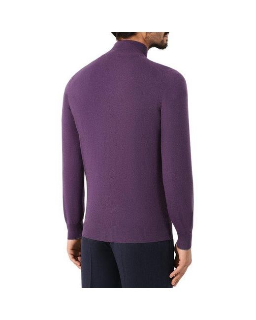 Brunello Cucinelli Purple Funnel-Neck Knitted Polo Shirt for men