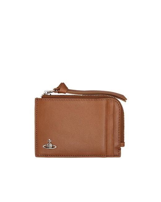 Vivienne Westwood Brown Zipper Card Holder for men