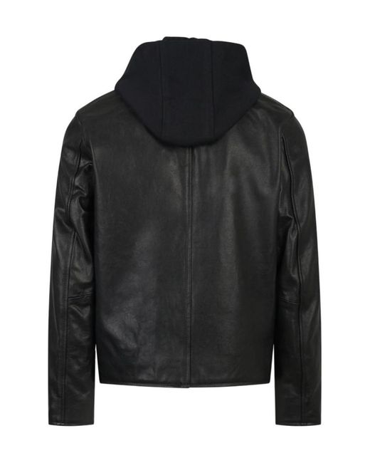 Dondup Black Long-Sleeved Leather Jacket for men