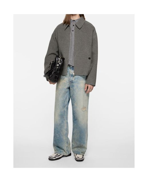 Acne Gray Zip-Up Shirt Jacket for men