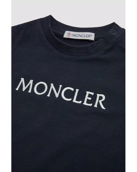 Moncler Blue Embroidered Logo T-Shirt