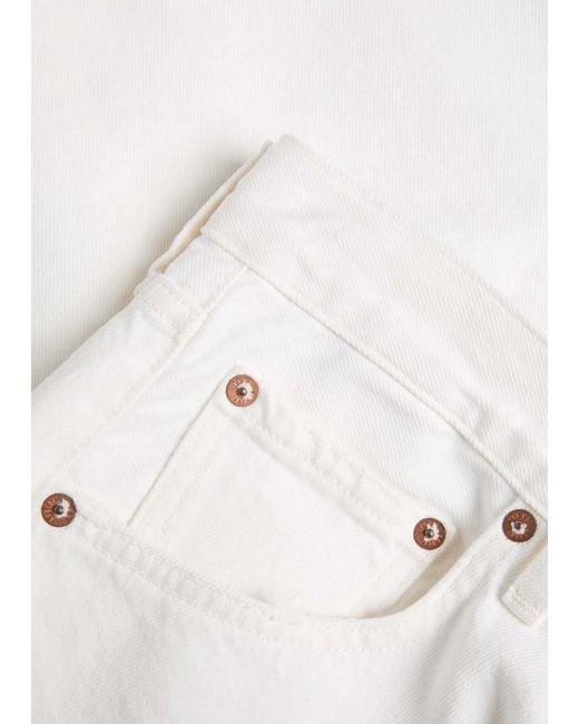 Agolde White Frayed Barrel-Leg Jeans