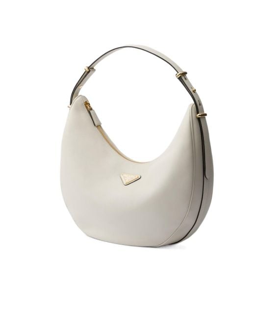 Prada Gray Arqué Zip-Up Large Shoulder Bag