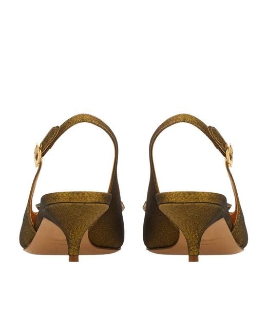 Ferragamo Metallic Soft Bow Slingback Pump