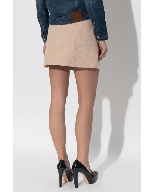 Tom Ford Natural Boucle Pleated Mini Skirt