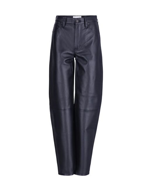 FRAME Blue Leather Pants With Belt Loops