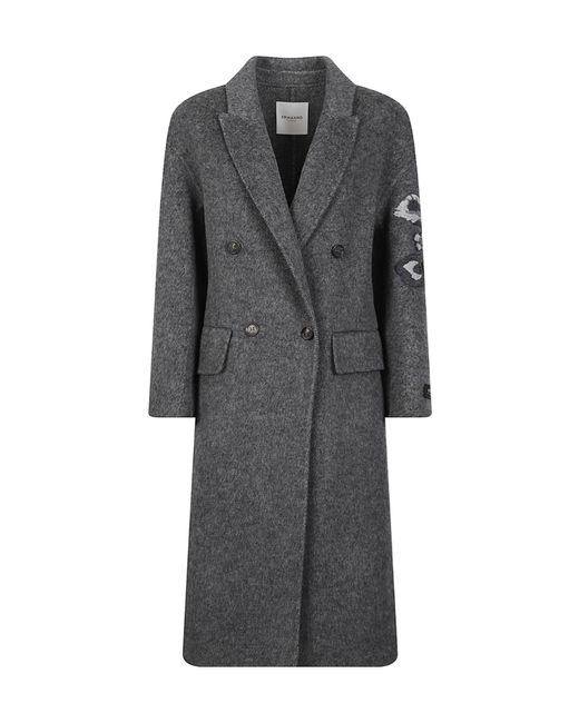ERMANNO FIRENZE Gray Double-Breasted Long-Sleeved Coat