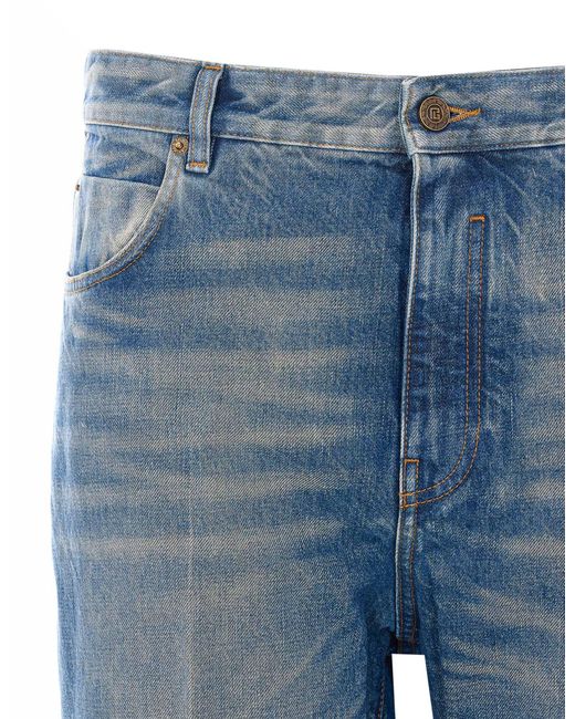 Balmain Blue Straight Leg Jeans for men