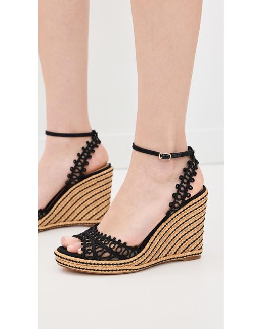 Aquazzura Black Round-Toe Wedge Heels