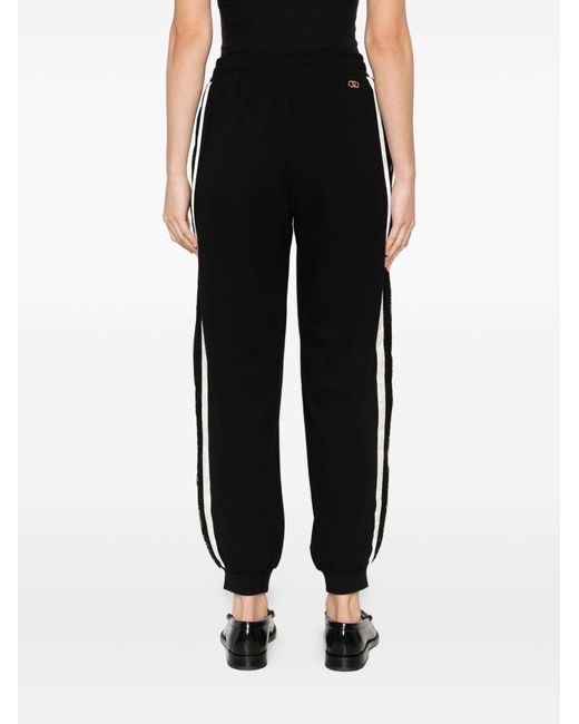 Liu Jo Black Side-Stripe Drawstring Joggers