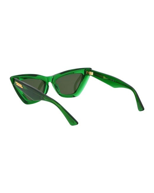 Bottega Veneta Green Eyewear Cat-Eye Frame Sunglasses