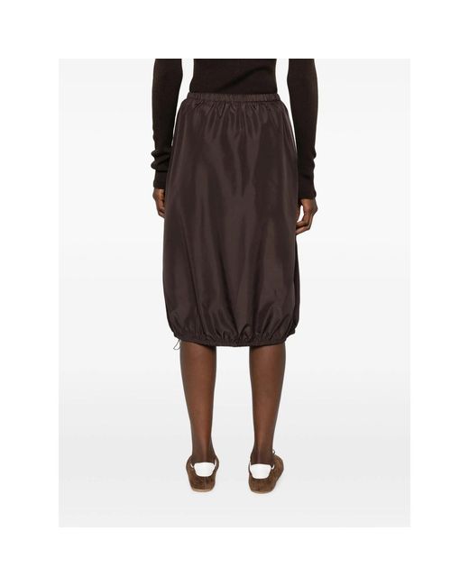 CECILIE BAHNSEN Brown Elastic Waistband Midi Skirt