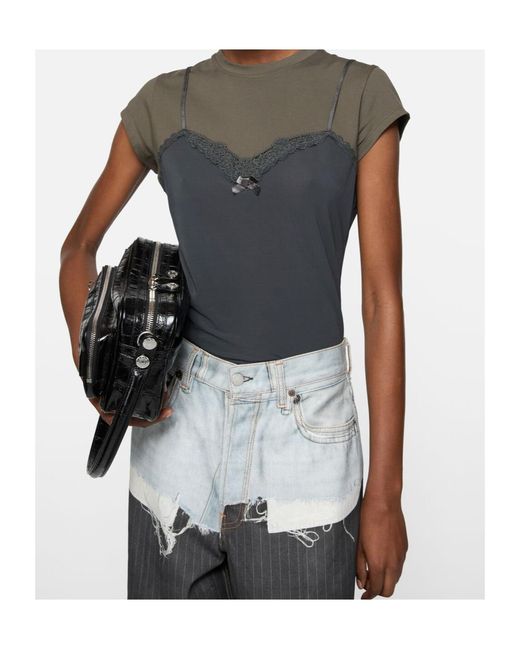 Acne Gray Layered Lace T-Shirt