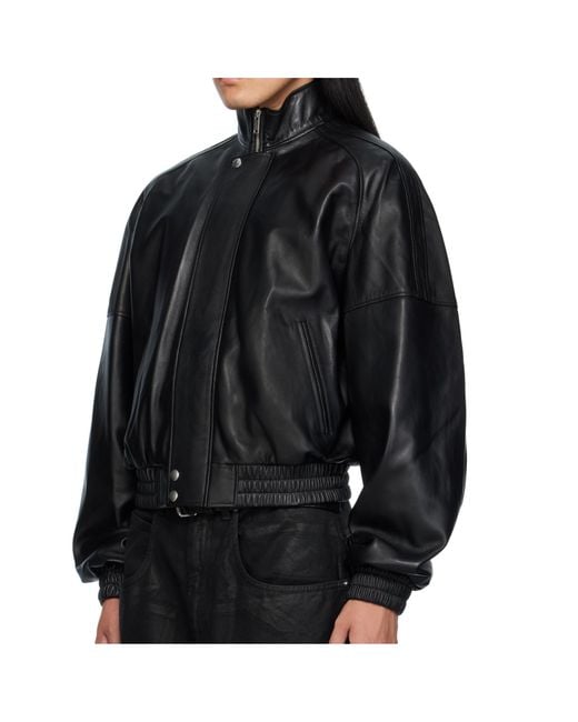 Lu'u Dan Black Blouson Leather Jacket for men