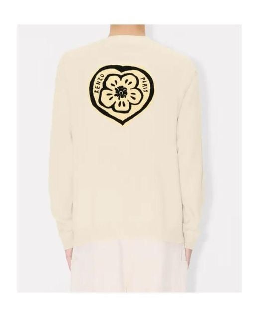 KENZO Natural V-Neck Knitted Cardigan for men