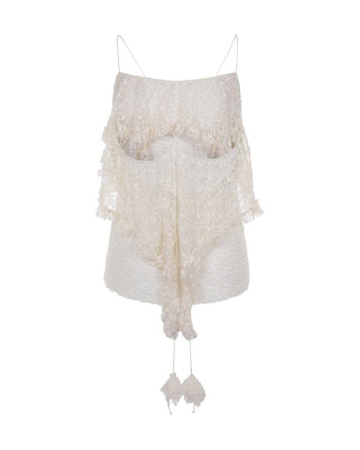 Philosophy Di Lorenzo Serafini White Lace Top With Ruffles
