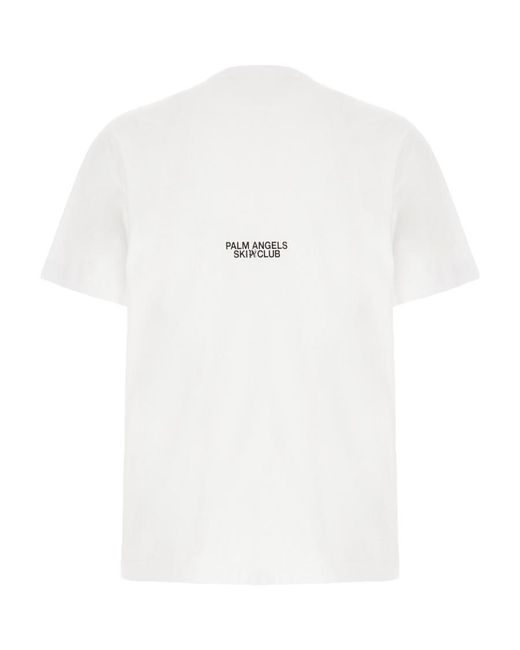 Palm Angels White Ski Club Graphic Printed T-Shirt for men