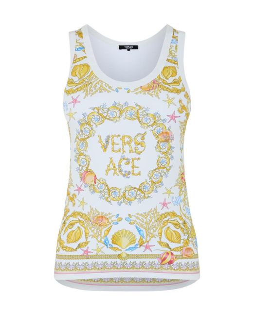 Versace Blue Barocco Printed Tank Vest