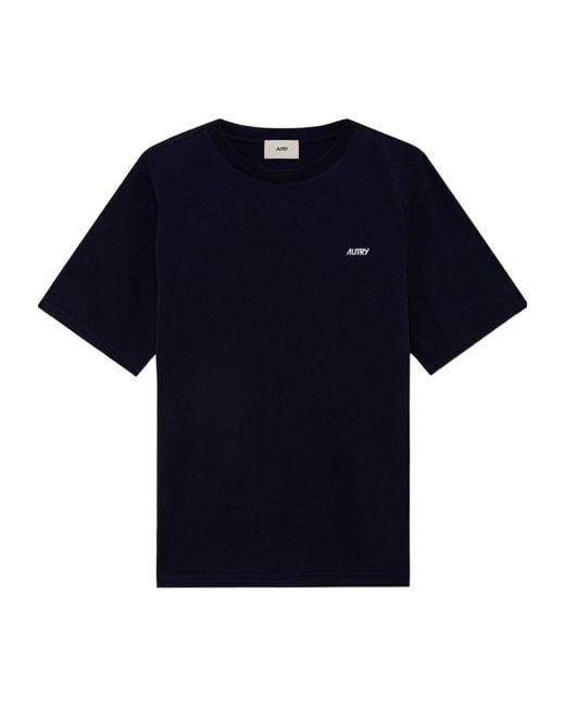 Autry Blue Logo-Embroidered Crewneck T-Shirt for men