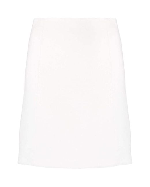 P.A.R.O.S.H. White Above-Knee Wool Skirt