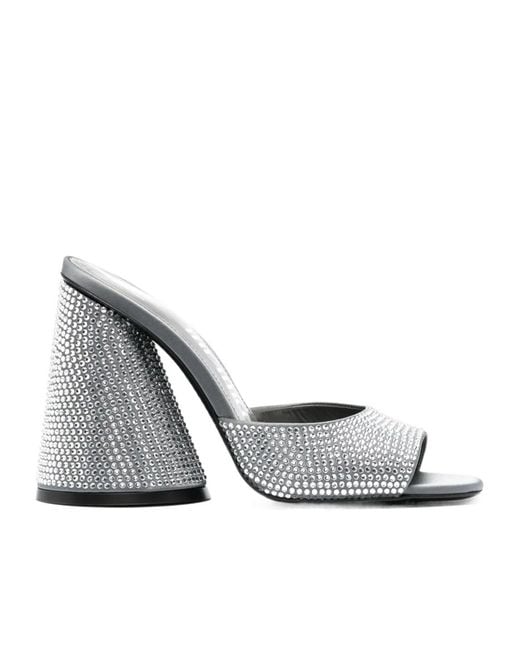 The Attico White Luz Crystal-Embellished 105Mm Mules