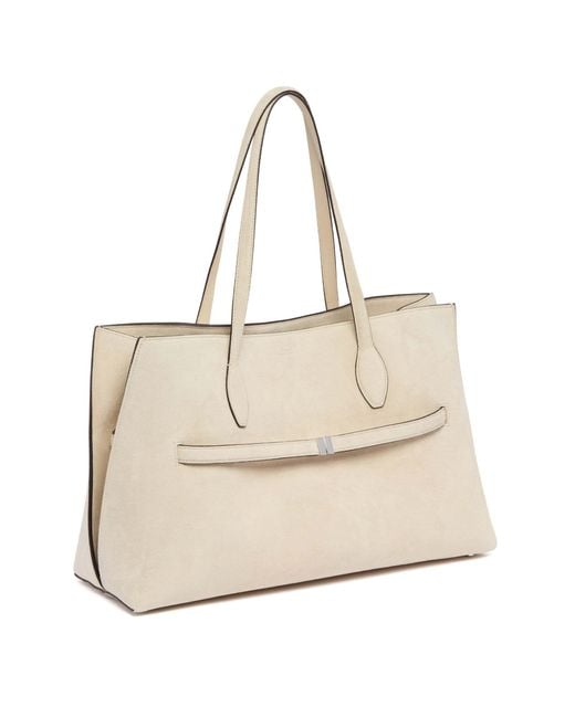 Totême Natural Totême Logo Embossed Lounge Tote Bag