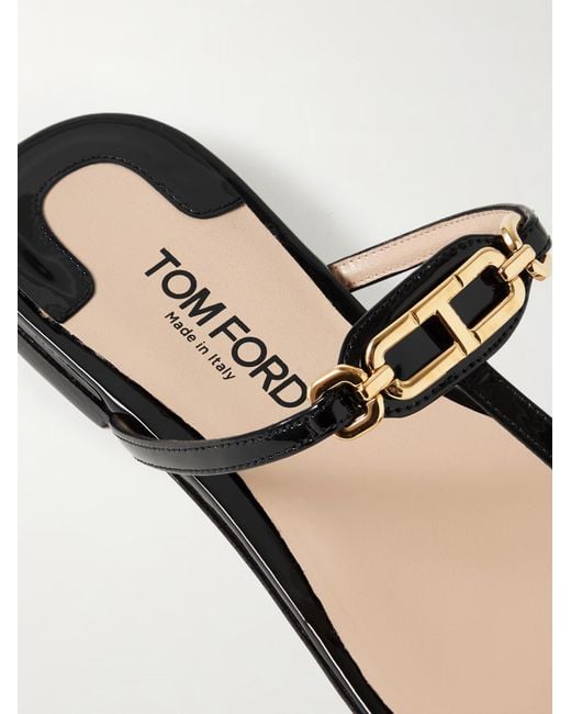 Tom Ford Brown Whitney Logo-Embellished Slippers