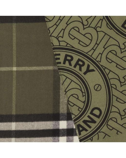 Burberry Green Reversible Check-Monogram Scarf for men