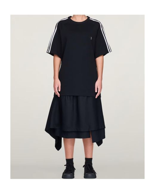 Y-3 Black 3-Striped Short-Sleeved T-Shirt for men