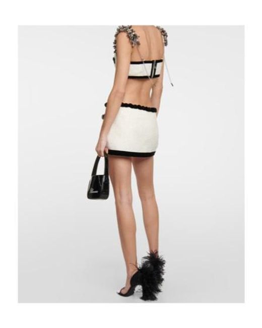 Area Natural Heart Embellished Bouclé Crop Top