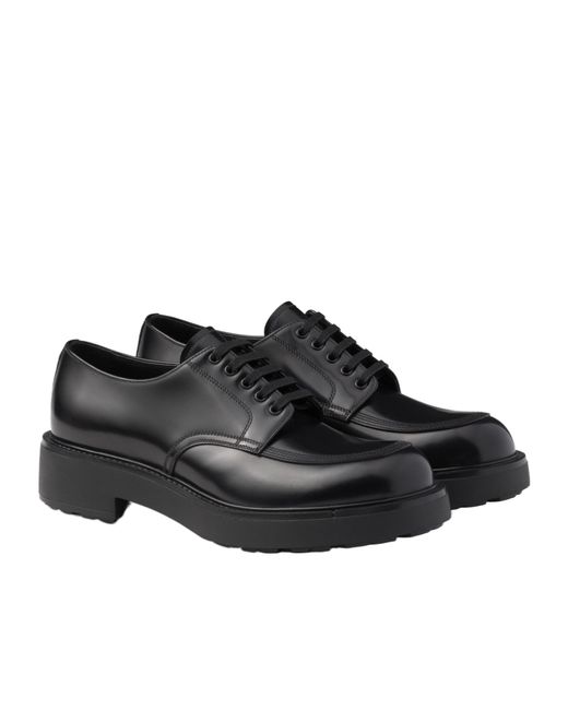 Prada Black Lace-Up Derby Shoes for men