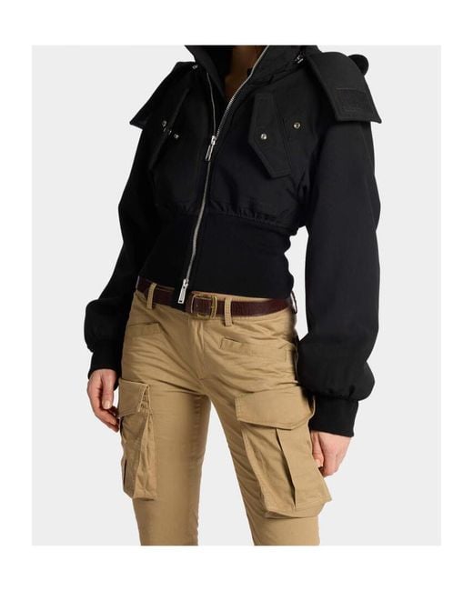 DSquared² Black Military Chic Mini Down Jacket