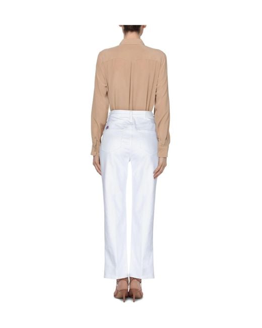 Tory Burch White High-Waisted Straight-Leg Jeans