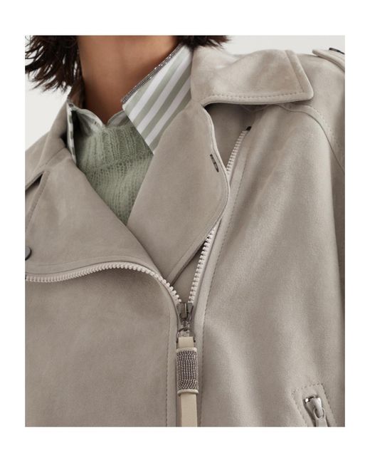 Brunello Cucinelli Gray Long Sleeved Zip-Up Jacket