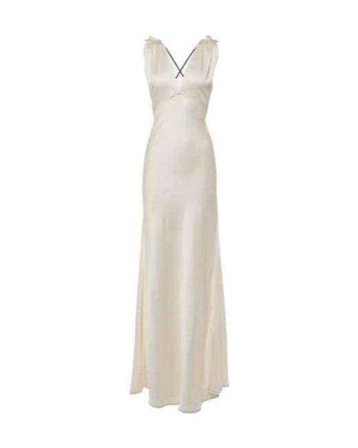 Victoria Beckham White Gathered Open-Back Crepe Satin Gown