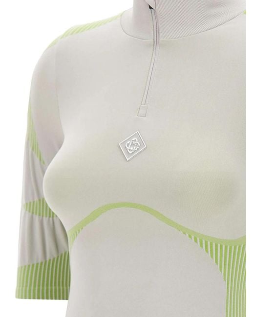 Casablanca Gray Ribbed Half-Zip Performance Top