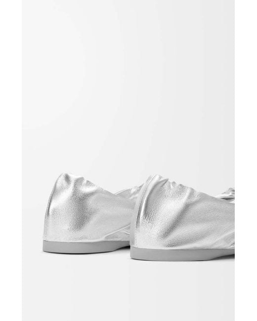 Loewe White Pebble Metallic Effect Ballerina Shoes