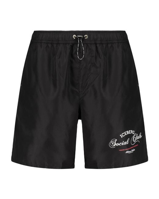 Iceberg Black Logo Swim Shorts for men