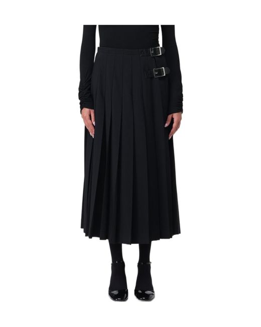 Ermanno Scervino Black Pleated Midi Skirt