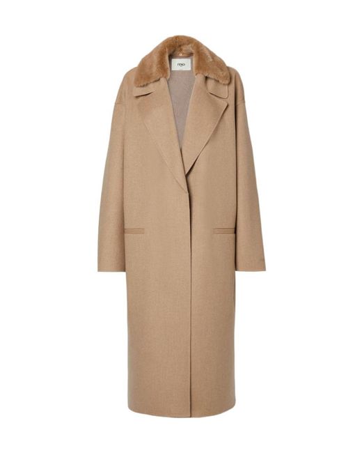 Fendi Natural Double-Faced Cashmere Coat