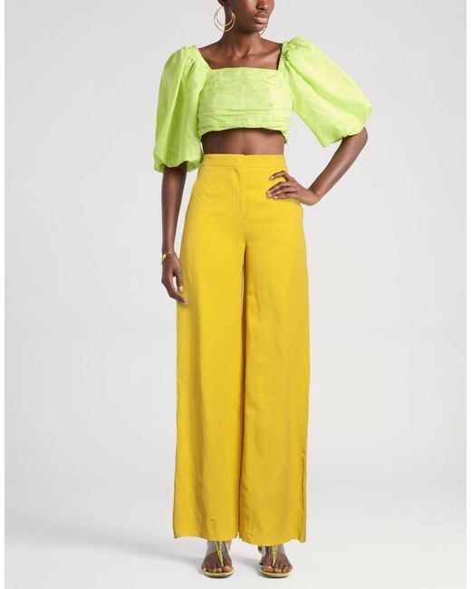 Max Mara Yellow Wide-Leg Trousers